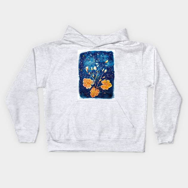 Botanical cyanotype 4 Kids Hoodie by redwitchart